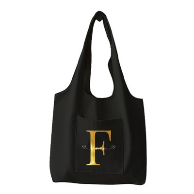 Γυναικεία πάνινη τσάντα αγορών Τσάντα ώμου σχεδιαστή Προσαρμοσμένο όνομα 26 Σειρά Letter Τσάντα χειρός Απλή, μεγάλης χωρητικότητας, τσάντα τσάντα