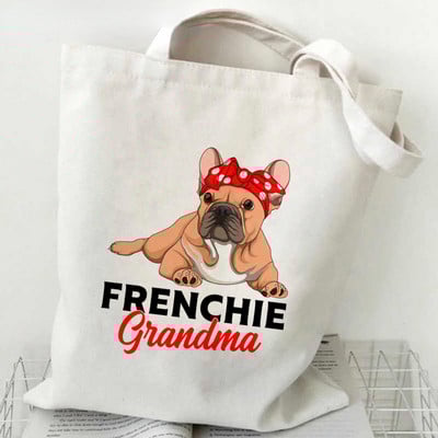 Noua geantă de cumpărături pentru buldog francez, geantă reutilizabilă de reciclare, geantă de cumpărături ecologică din pânză, geantă de pânză, cu genți de mână, geantă de supermarket Bolsa