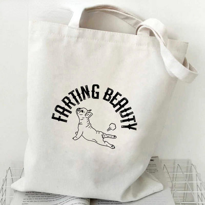 Noua geantă de cumpărături pentru buldog francez, geantă reutilizabilă de reciclare, geantă de cumpărături ecologică din pânză, geantă de pânză, cu genți de mână, geantă de supermarket Bolsa