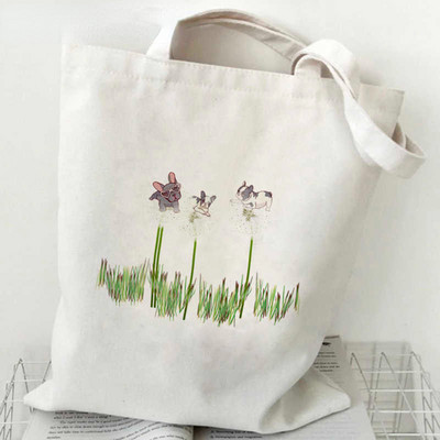 Noua geantă de cumpărături pentru buldog francez, geantă reutilizabilă de reciclare, geantă de cumpărături ecologică din pânză, geantă de pânză, cu genți de mână, geantă de supermarket Bolsa