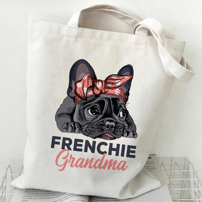 Noua geantă de cumpărături pentru buldog francez, geantă reutilizabilă de reciclare, geantă de cumpărături ecologică din pânză, geantă de pânză, cu genți de mână, geantă de supermarket Bolsa
