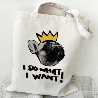 Noua geantă de cumpărături pentru buldog francez, geantă reutilizabilă de reciclare, geantă de cumpărături ecologică din pânză, geantă de pânză, cu genți de mână, geantă de supermarket Bolsa
