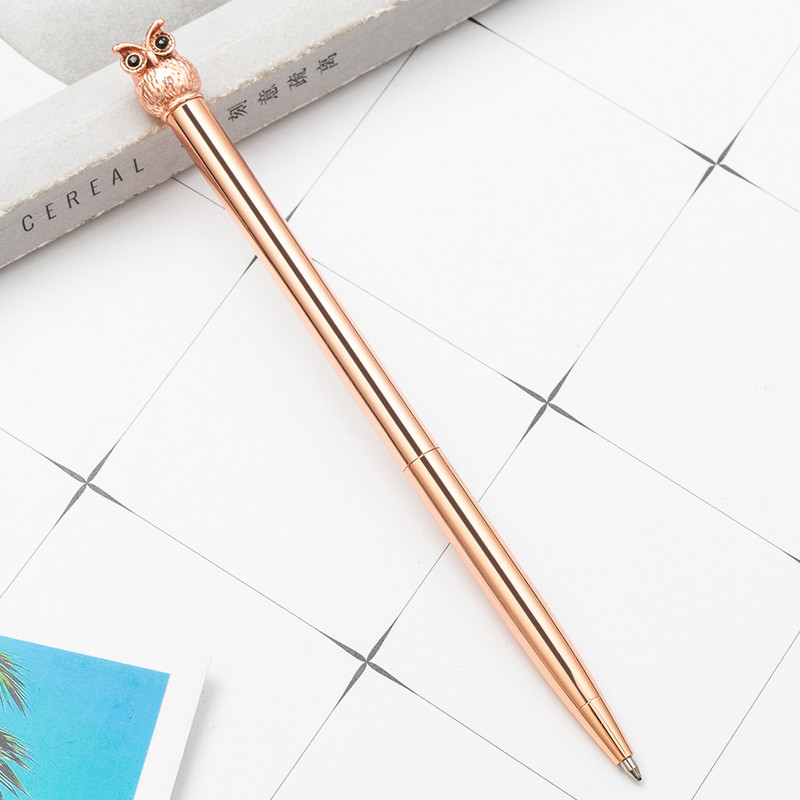 1 τεμάχια Lytwtw's Ballpoint Στυλό Κουκουβάγια Love Crystal Wedding Metal Χάλκινο στυλό Σχολικά είδη γραφείου