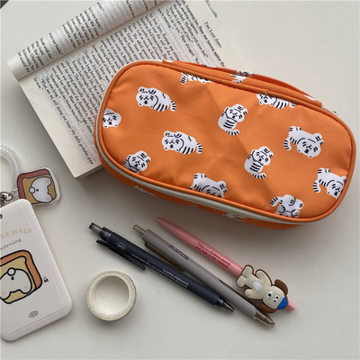 Mala tigrasta torba za olovke Vintage crtana torba za pisaći pribor velikog kapaciteta Višenamjenska torba za pohranu