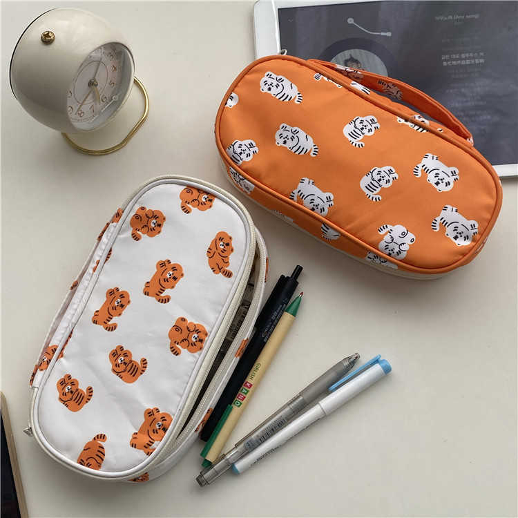 Mala tigrasta torba za olovke Vintage crtana torba za pisaći pribor velikog kapaciteta Višenamjenska torba za pohranu
