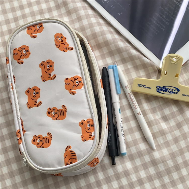 Mala tigrasta torba za olovke Vintage crtana torba za pisaći pribor velikog kapaciteta Višenamjenska torba za pohranu