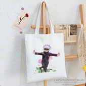 Sukuna Ryomen melnas unisex rokassomas pielāgotas Jujutsu Kaisen Anime kanvas soma Ikdienas lietošanai atkārtoti lietojama ceļojumu ikdienas iepirkumu soma