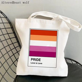 Γυναικεία τσάντα αγορών Pride Flag τυπωμένη τσάντα Kawaii Harajuku Shopping Canvas Canvas Shopper τσάντα κοριτσιού Tote Shoulder Lady Bag