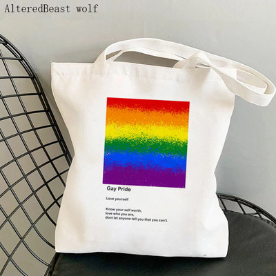 Ženska torba za kupovinu Pride Flag Printed Kawaii torba Harajuku Shopping platnena torba za kupovinu torba za djevojke Ženska torba na rame