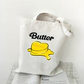 Βούτυρο Νέες γυναικείες τσάντες Ablum Kpop μεγάλης χωρητικότητας Harajuku Κορεάτικες τσάντες αγορών Τσάντα καμβά Αστείες γυναικείες τσάντες ώμου Kawaii Girls