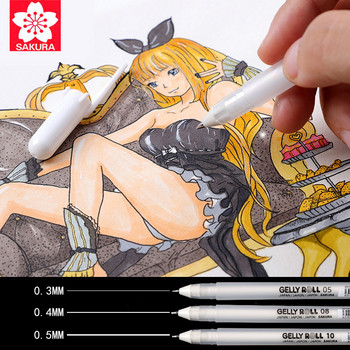 Sakura Gelly Roll Classic White Highlight Pen Гел мастилени химикалки Ярки цветни маркери Писалка за рисуване Арт Дизайн Манга консумативи Подаръци