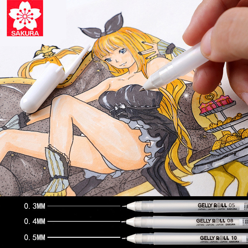 Sakura Gelly Roll Classic White Highlight Pen Gel Tinta Olovke Svijetle boje Markeri Olovka za crtanje Art Design Manga pribor Pokloni