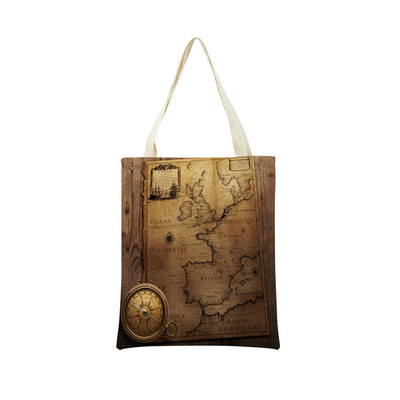 Vintage stara karta s uzorkom Market ECO torba za kupnju Dvostrani print dizajn Prijenosna ručna torba Sklopiva vanjska praktična pohrana