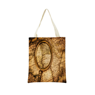 Vintage stara karta s uzorkom Market ECO torba za kupnju Dvostrani print dizajn Prijenosna ručna torba Sklopiva vanjska praktična pohrana