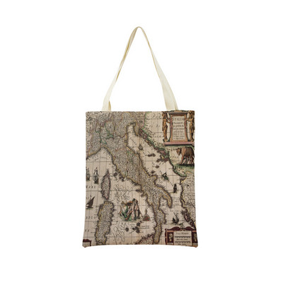 Vintage stara karta s uzorkom Market ECO torba za kupnju Dvostrani print dizajn Prijenosna ručna torba Sklopiva vanjska praktična pohrana