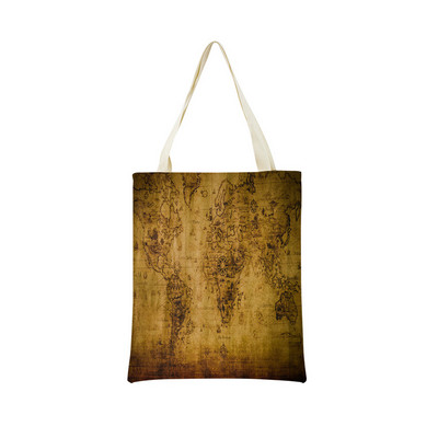 Vintage stara karta s uzorkom Market ECO torba za kupnju Dvostrani print dizajn Prijenosna ručna torba Sklopiva vanjska praktična pohrana