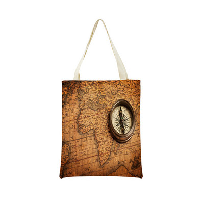 Vintage stara karta s uzorkom Market ECO torba za kupnju Dvostrani print dizajn Prijenosna ručna torba Sklopiva vanjska praktična pohrana