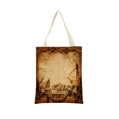 Vintage stara karta s uzorkom Market ECO torba za kupnju Dvostrani print dizajn Prijenosna ručna torba Sklopiva vanjska praktična pohrana