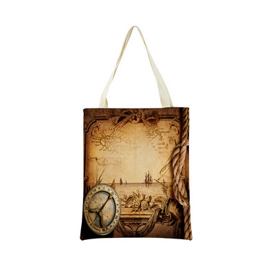 Vintage stara karta s uzorkom Market ECO torba za kupnju Dvostrani print dizajn Prijenosna ručna torba Sklopiva vanjska praktična pohrana