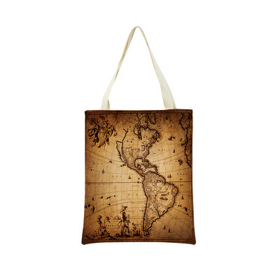 Vintage stara karta s uzorkom Market ECO torba za kupnju Dvostrani print dizajn Prijenosna ručna torba Sklopiva vanjska praktična pohrana