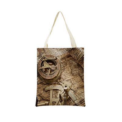 Vintage stara karta s uzorkom Market ECO torba za kupnju Dvostrani print dizajn Prijenosna ručna torba Sklopiva vanjska praktična pohrana