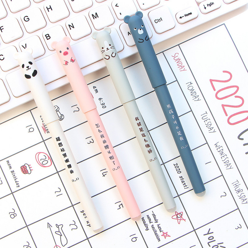 4 kom/lot Životinje iz crtića Izbrisiva olovka 0,35 mm Slatka panda Svinja Kawaii gel olovke za pisanje u školi Novi pribor za pisanje, Darovi za djevojčice