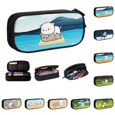 Peach And Goma Surfing Pencil за момичета Boys Голямо съхранение Сладка двойка Mochi Cat Pen Bag Кутия Ученически пособия