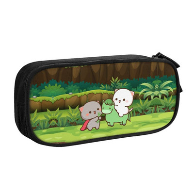 „Peach and Goma“ banglenčių pieštukų dėklas mergaitėms berniukams, didelė talpa miela pora „Mochi“ kačių rašiklio dėžutės mokykliniai reikmenys