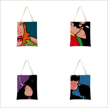 Αστεία PopArt Super Hero διπλής όψης σεντόνια τσάντα αγορών Eco Market Γυναικεία αναδιπλούμενη τσάντα φορητή Βολική θήκη αποθήκευσης