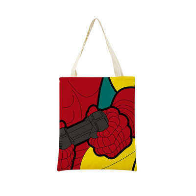 Juokingas PopArt Super Hero dvipusis spausdinimas Eco Market Lininis pirkinių krepšys moterims, sulankstoma rankinė, nešiojamas patogus laikymo krepšys