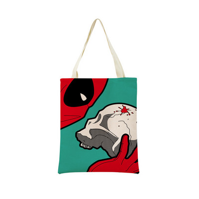 Juokingas PopArt Super Hero dvipusis spausdinimas Eco Market Lininis pirkinių krepšys moterims, sulankstoma rankinė, nešiojamas patogus laikymo krepšys