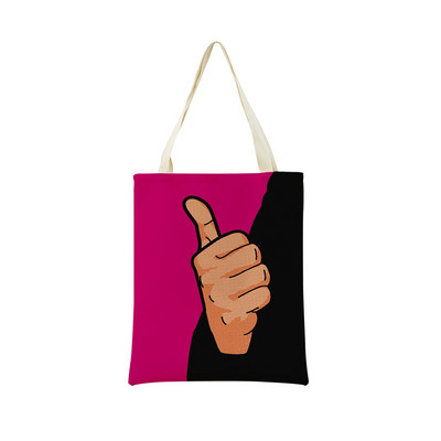 Juokingas PopArt Super Hero dvipusis spausdinimas Eco Market Lininis pirkinių krepšys moterims, sulankstoma rankinė, nešiojamas patogus laikymo krepšys