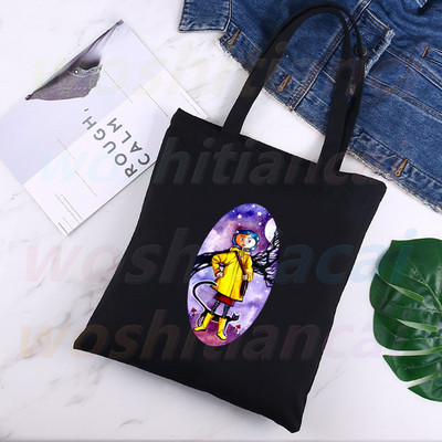 Coraline Girls Cartoon 90s Shopping Canvas Canvas Female Girl Tote Eco Shopper Τσάντες ώμου, Drop Ship