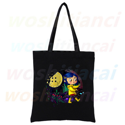 Coraline Girls Cartoon 90. roky Nákupná plátená taška pre dievčatá, eko taška cez rameno, dropshipping