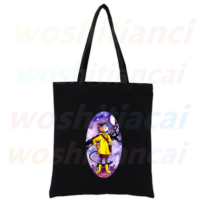 Coraline Girls Cartoon 90. roky Nákupná plátená taška pre dievčatá, eko taška cez rameno, dropshipping