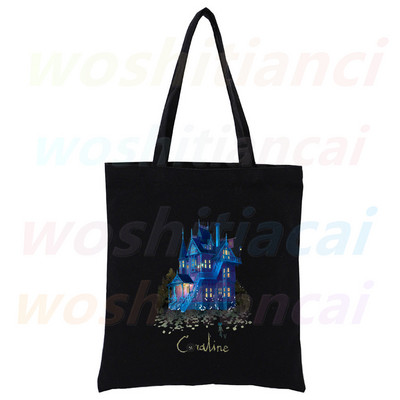 Coraline Girls Cartoon 90. roky Nákupná plátená taška pre dievčatá, eko taška cez rameno, dropshipping