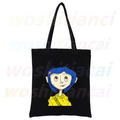 Coraline Girls Cartoon 90. roky Nákupná plátená taška pre dievčatá, eko taška cez rameno, dropshipping