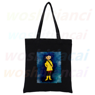 Coraline Girls Cartoon 90. roky Nákupná plátená taška pre dievčatá, eko taška cez rameno, dropshipping