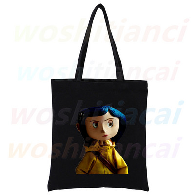 Coraline Girls Cartoon 90. roky Nákupná plátená taška pre dievčatá, eko taška cez rameno, dropshipping