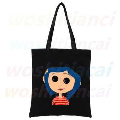 Coraline Girls Cartoon 90. roky Nákupná plátená taška pre dievčatá, eko taška cez rameno, dropshipping