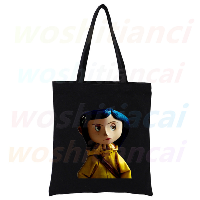 Coraline Girls Cartoon 90. roky Nákupná plátená taška pre dievčatá, eko taška cez rameno, dropshipping