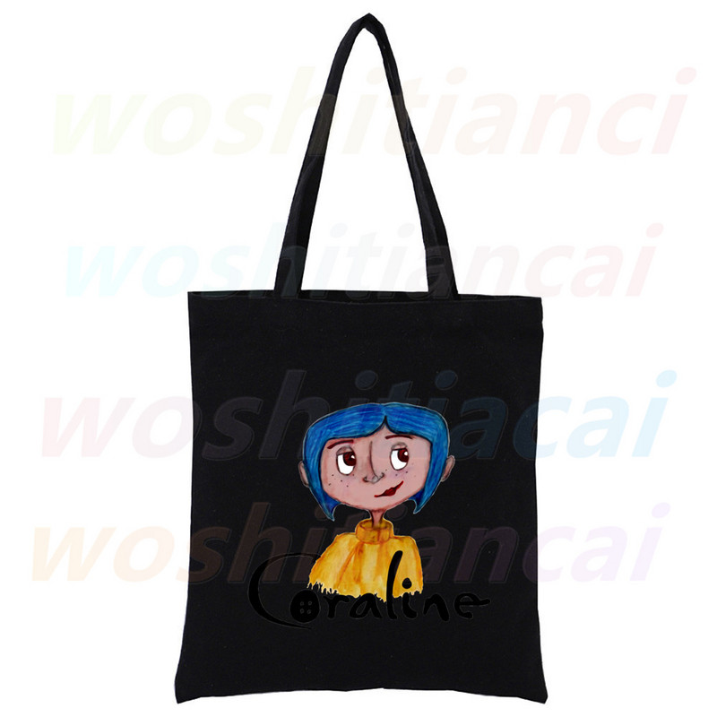 Coraline Girls Cartoon 90. roky Nákupná plátená taška pre dievčatá, eko taška cez rameno, dropshipping