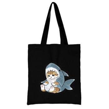 Τσάντα αγορών Cat Woman Shopper Πτυσσόμενη εκτύπωση Cool Shopper Bag Shopper Μαύρη Λευκή Γυναικείες Τσάντες ώμου για αγορές μόδας Τσάντα tote