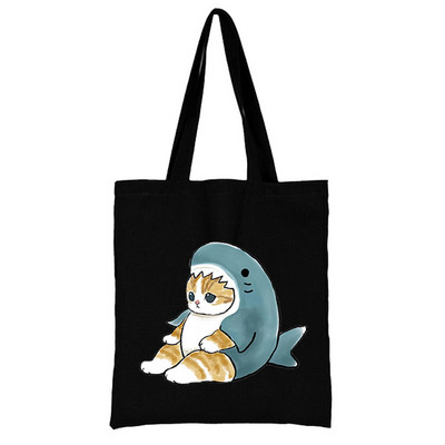 Cat Shopping Bag Woman Shopper Folding Print Cool Shopper Bag Shopper Crno-bijele ženske modne shopping torbe na rame Velika torba