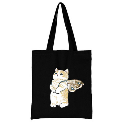 Cat Shopping Bag Woman Shopper Folding Print Cool Shopper Bag Shopper Crno-bijele ženske modne shopping torbe na rame Velika torba