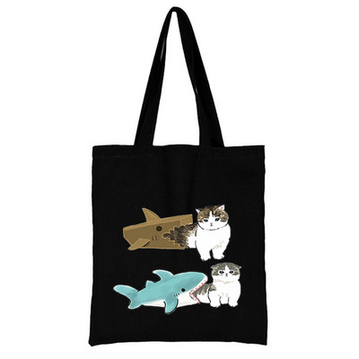 Cat Shopping Bag Woman Shopper Folding Print Cool Shopper Bag Shopper Crno-bijele ženske modne shopping torbe na rame Velika torba