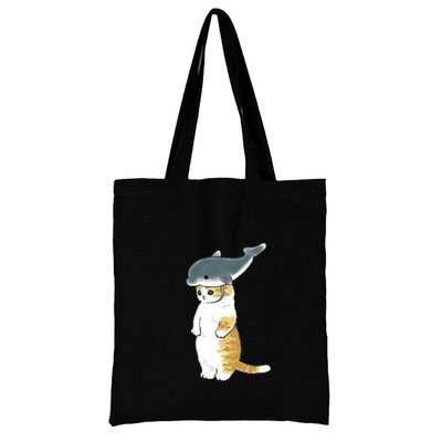 Cat Shopping Bag Woman Shopper Folding Print Cool Shopper Bag Shopper Crno-bijele ženske modne shopping torbe na rame Velika torba