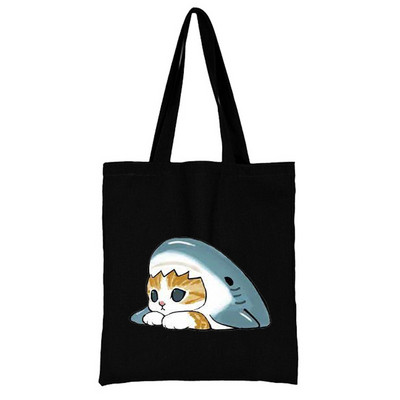 Cat Shopping Bag Woman Shopper Folding Print Cool Shopper Bag Shopper Crno-bijele ženske modne shopping torbe na rame Velika torba