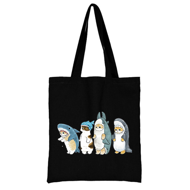 Cat Shopping Bag Woman Shopper Folding Print Cool Shopper Bag Shopper Crno-bijele ženske modne shopping torbe na rame Velika torba