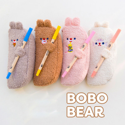 Jauks kaķu skolas zīmuļu futrālis Kawaii Bear Penālis meitenēm Zēniem Pildspalvu kastīte Plīša liela kasetne Truša soma rakstāmpiederumu komplekts
